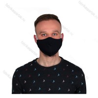 Многоразовая маска (повязка) для лица на резинках, черная. L, арт. М-10
