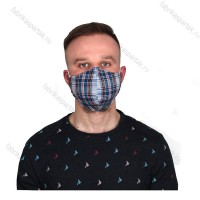 Многоразовая маска (повязка) для лица на резинках, хлопок, шотланка