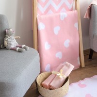 Байковое одеяло детское премиум 100х140 Зигзаги фламинго
