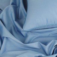 Постельное белье сатин 2 спальное с простыней на резинке 160х200+25см Голубой